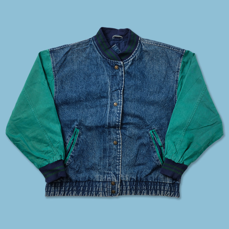 Vintage Denim Varsity Jacket Medium 