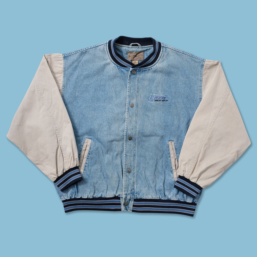 Vintage Denim Varsity Jacket XXL 