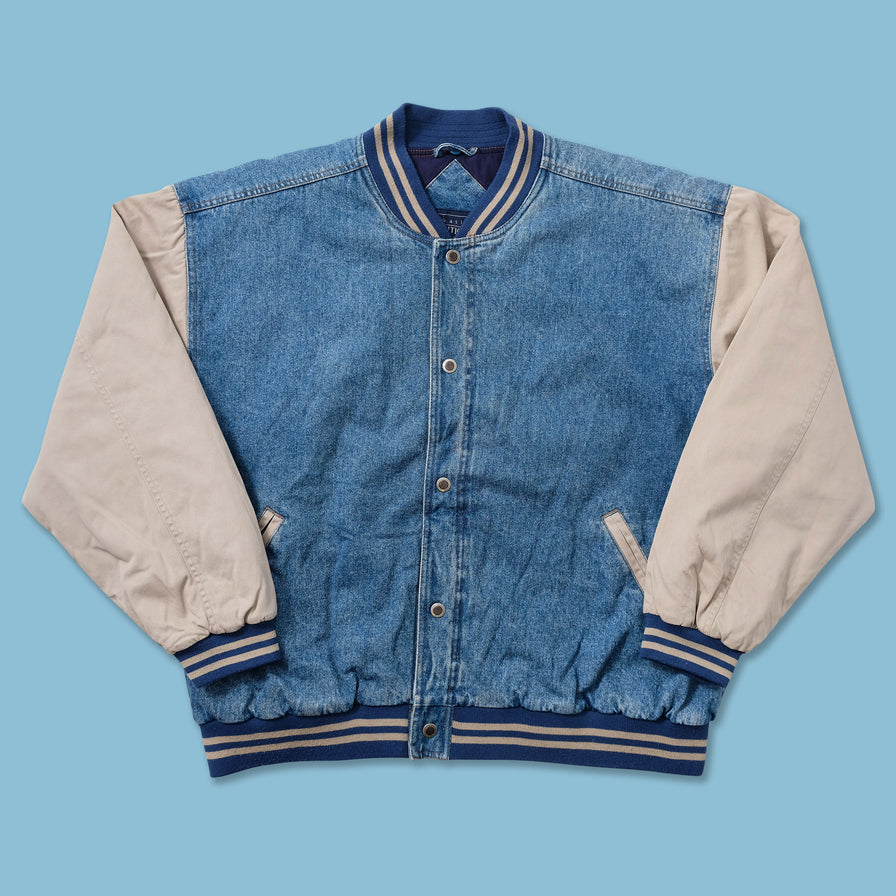 Vintage Denim Varsity Jacket XLarge 