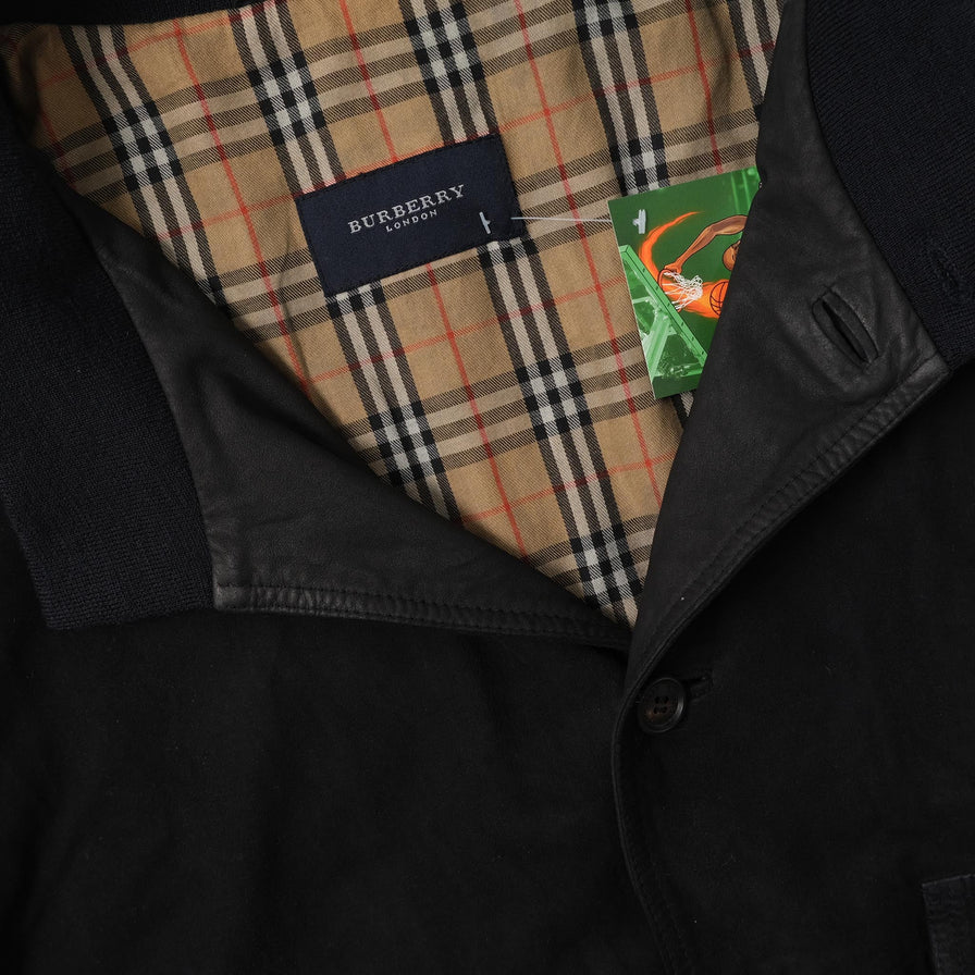 Vintage Burberry Velour Leather Jacket XLarge 