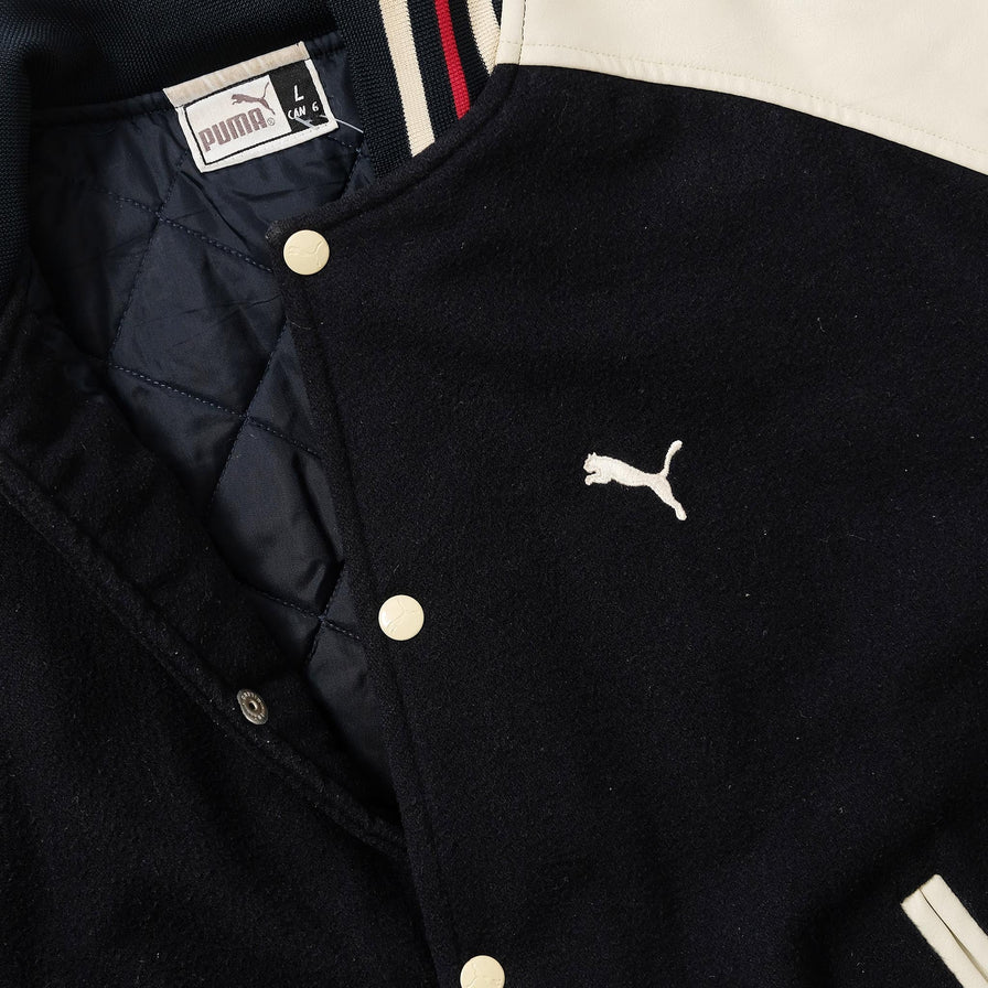 Vintage Puma Wool Leather Varsity Jacket Large 