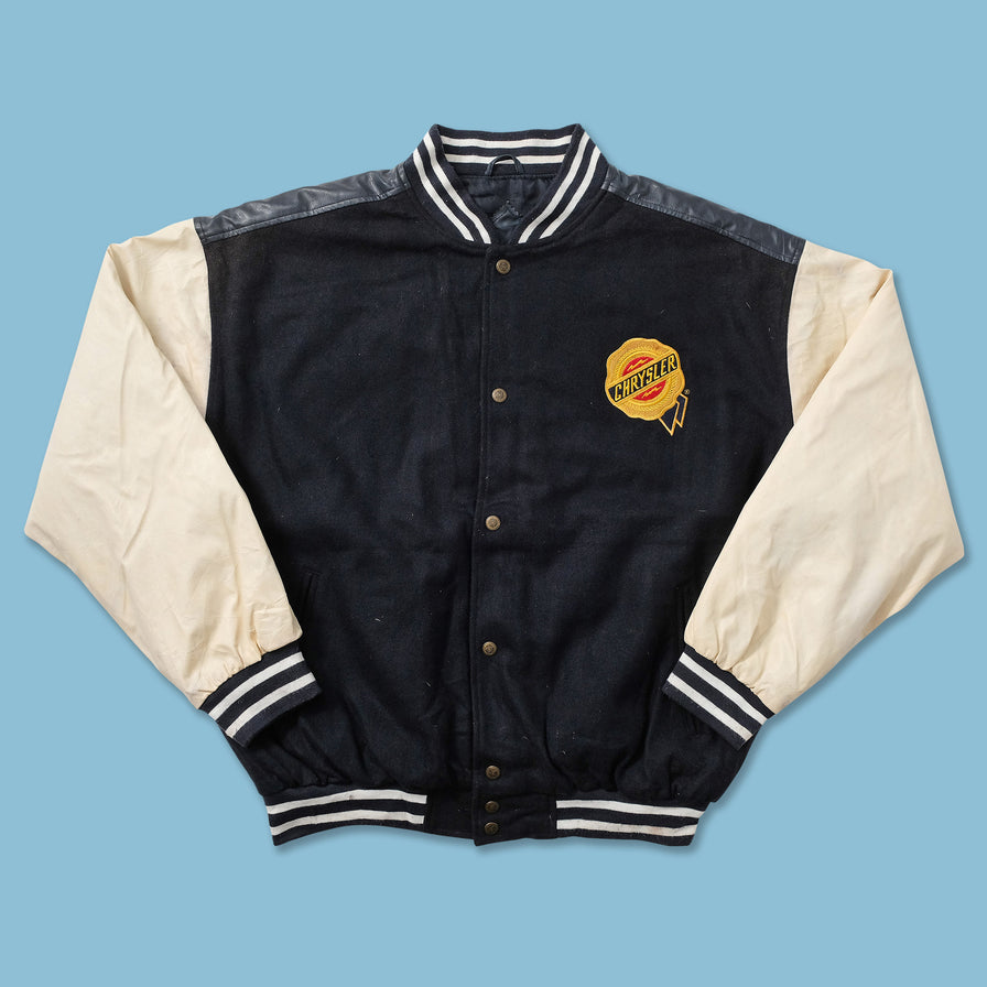 Vintage Chrysler Wool Leather Varsity Jacket Large 