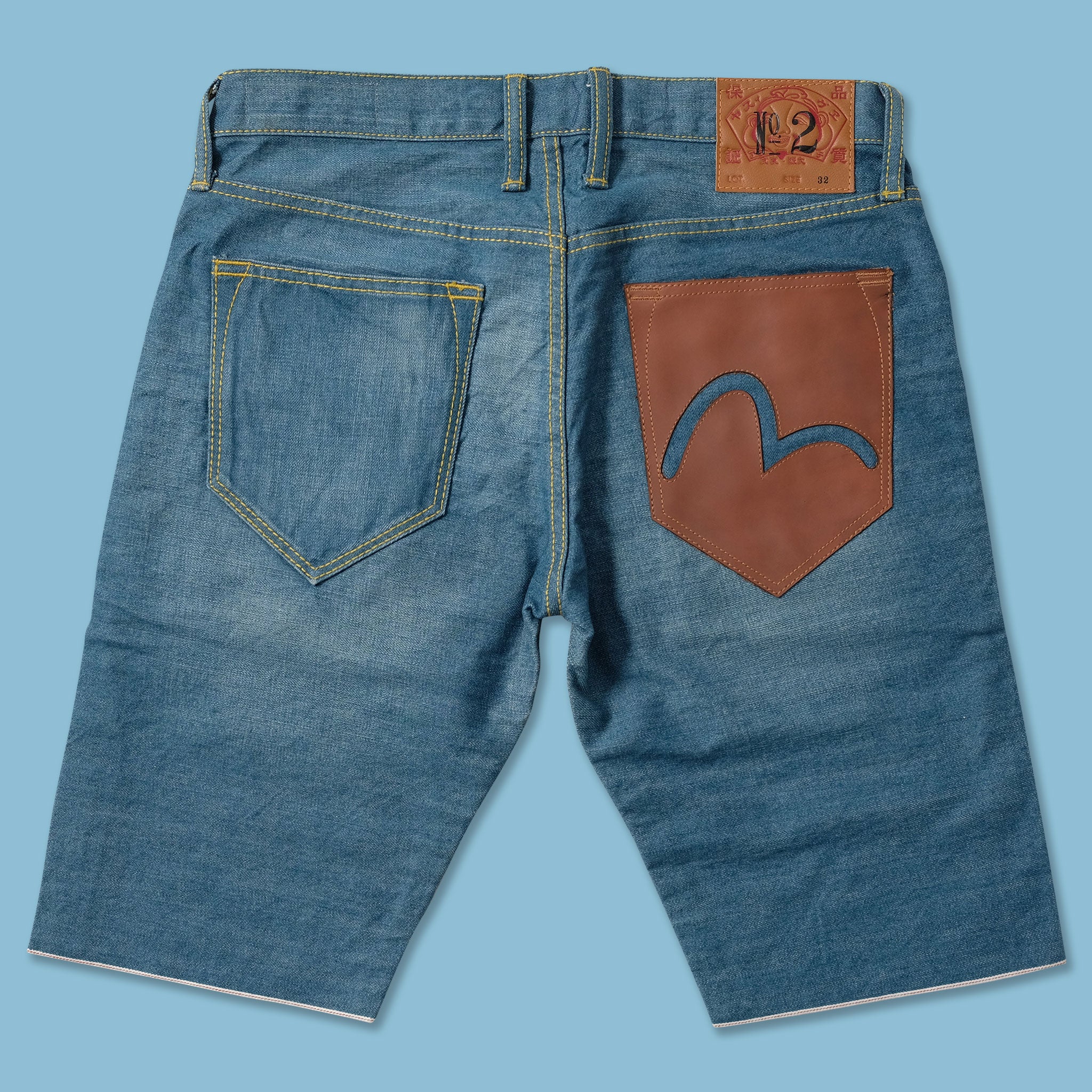 00s EVISU W30 ヘビーオンス セルビッジデニムワイドショーツ Y2K 00s EVISU W30 ヘビーオンス セルビッジデニムワイドショーツ Y2K