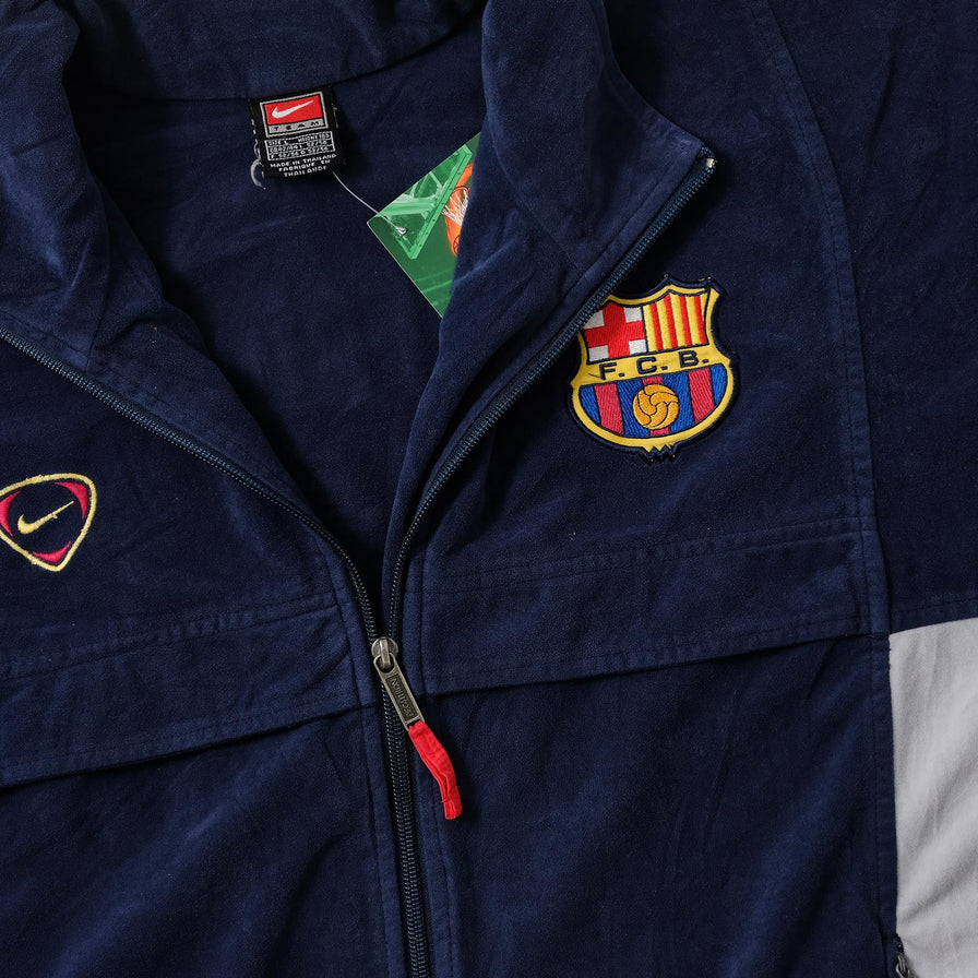 Vintage Nike FC Barcelona Velour Track Jacket Large 