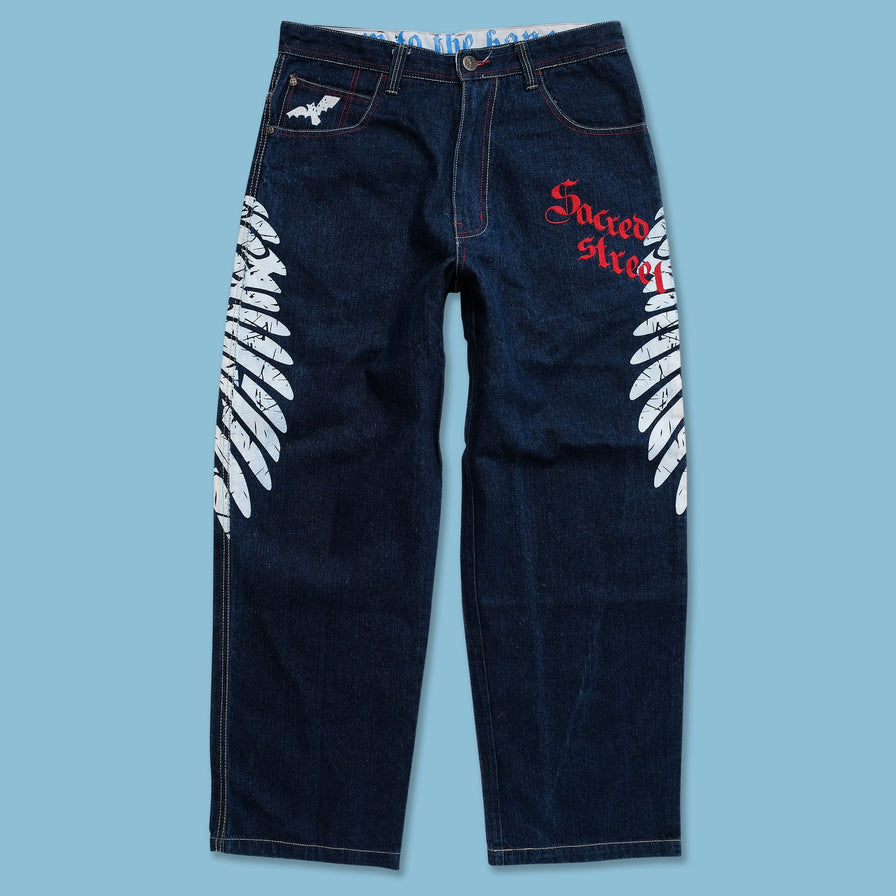 Vintage Raw Blue Baggy Jeans 34x32 