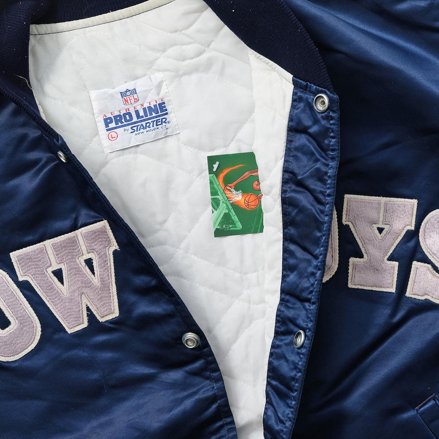 Vintage Starter Dallas Cowboys Satin Bomber Jacket Large 
