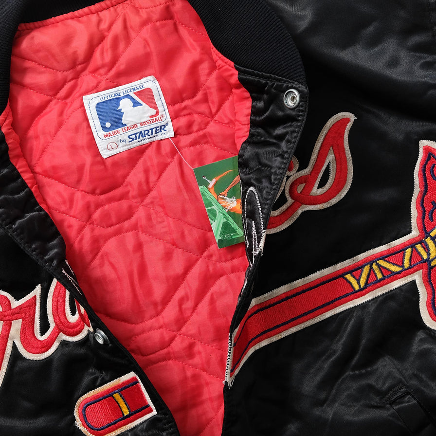 Vintage Starter Atlanta Braves Satin Bomber Jacket Medium 