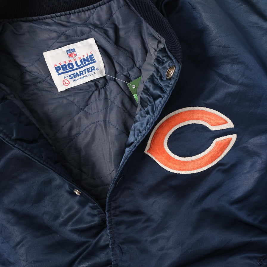 Vintage Starter Chicago Bears Satin Bomber Jacket Medium 