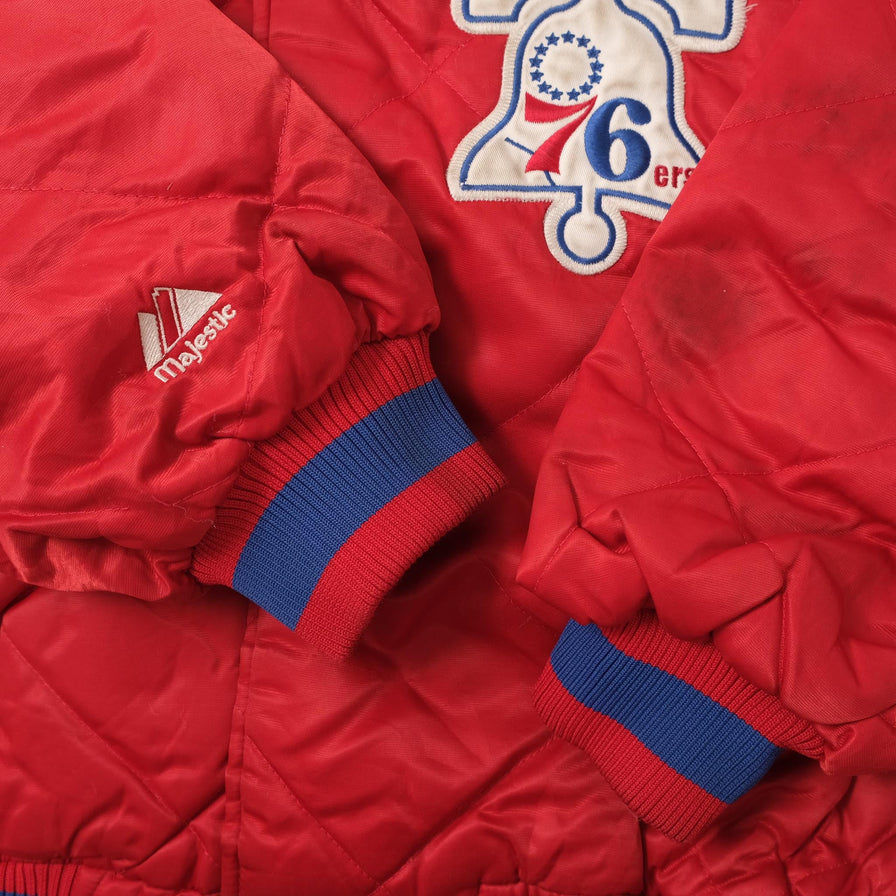 Vintage Philadelphia 76ers Satin Bomber Jacket XLarge 
