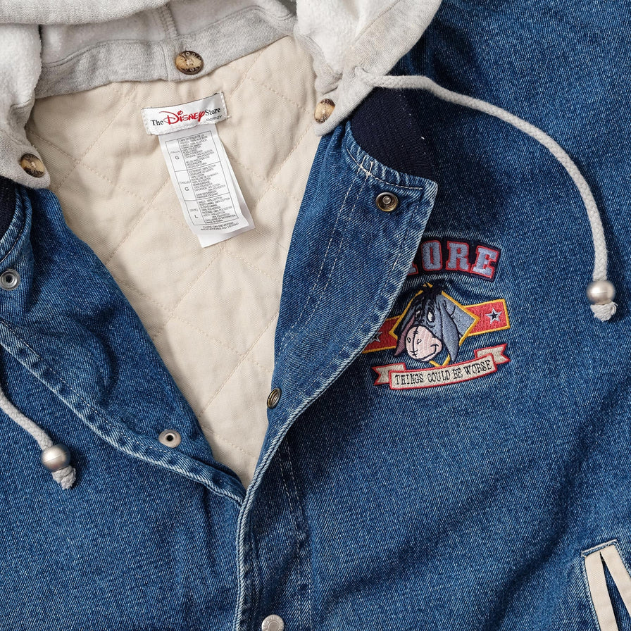 Vintage Eeyore Denim Varsity Jacket Large 