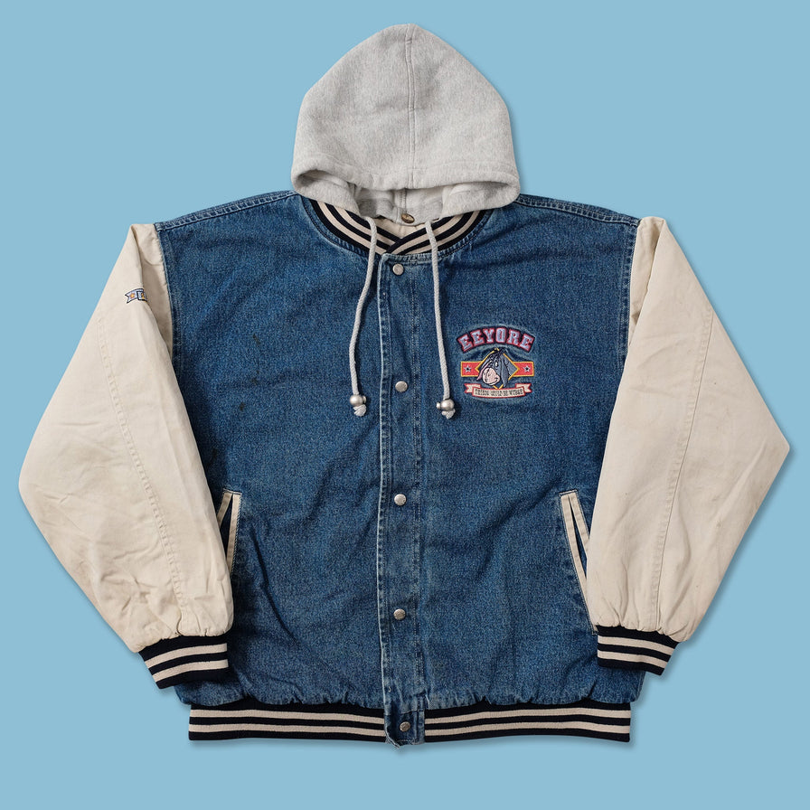 Vintage Eeyore Denim Varsity Jacket Large 