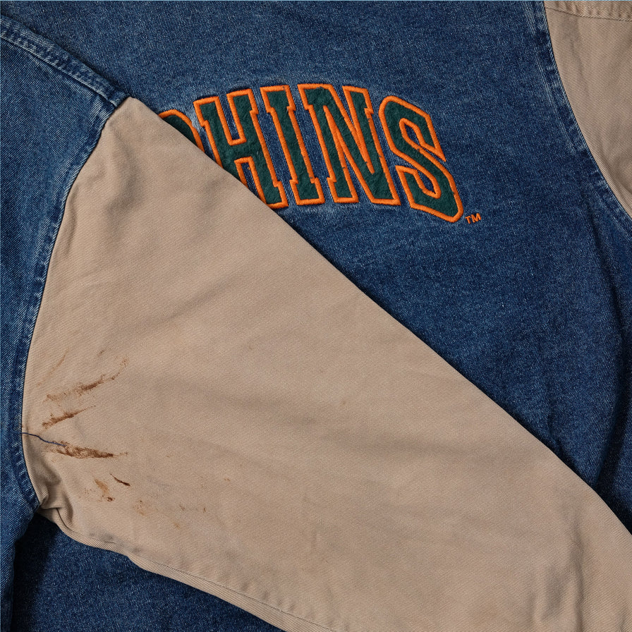 Vintage Miami Dolphins Denim Varsity Jacket Large - Double Double Vintage