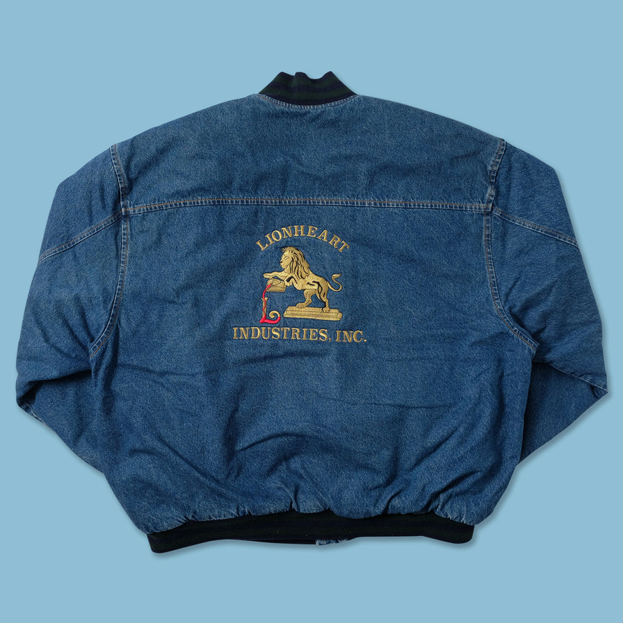 Vintage Lionheart Industries Denim Varsity Jacket XLarge - Double Double Vintage