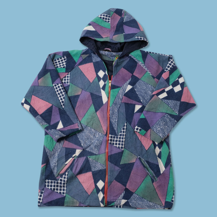 Vintage Patterned Fleece Jacket XLarge 