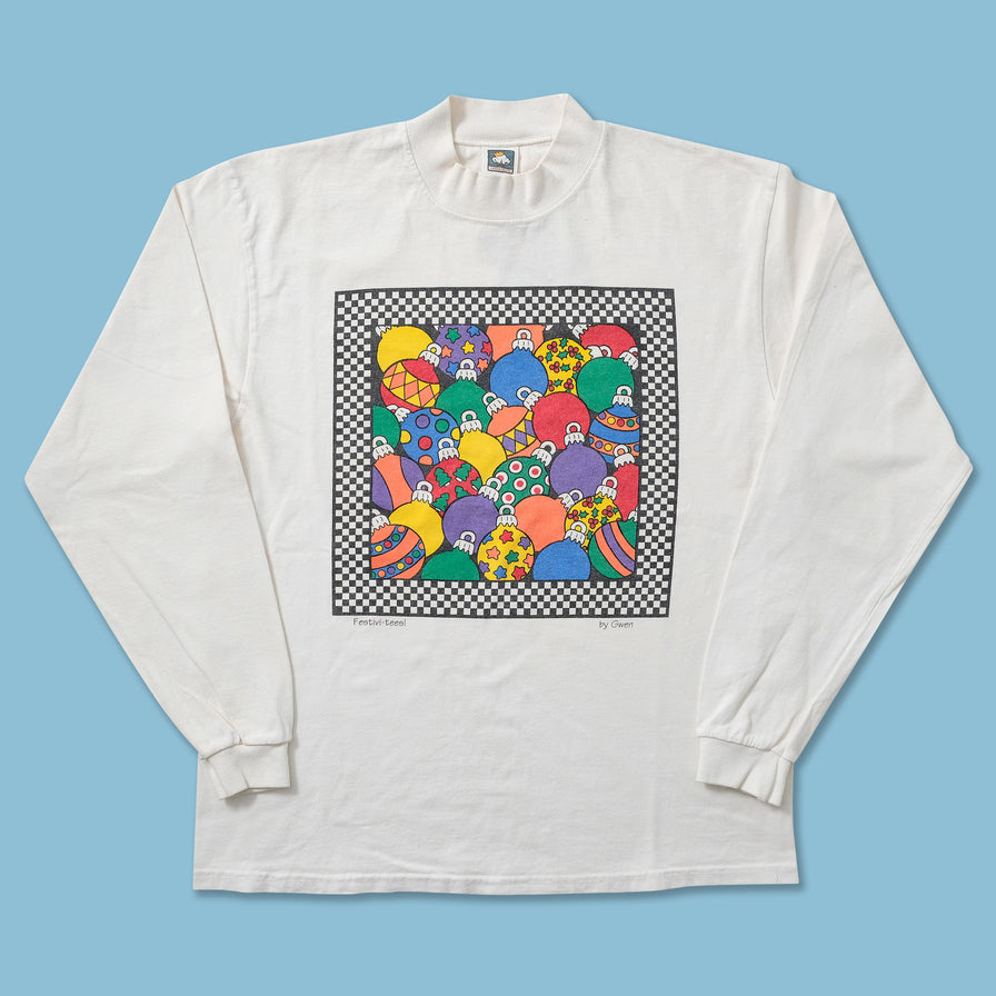 Vintage Christmas Mock Neck Longsleeve Large 