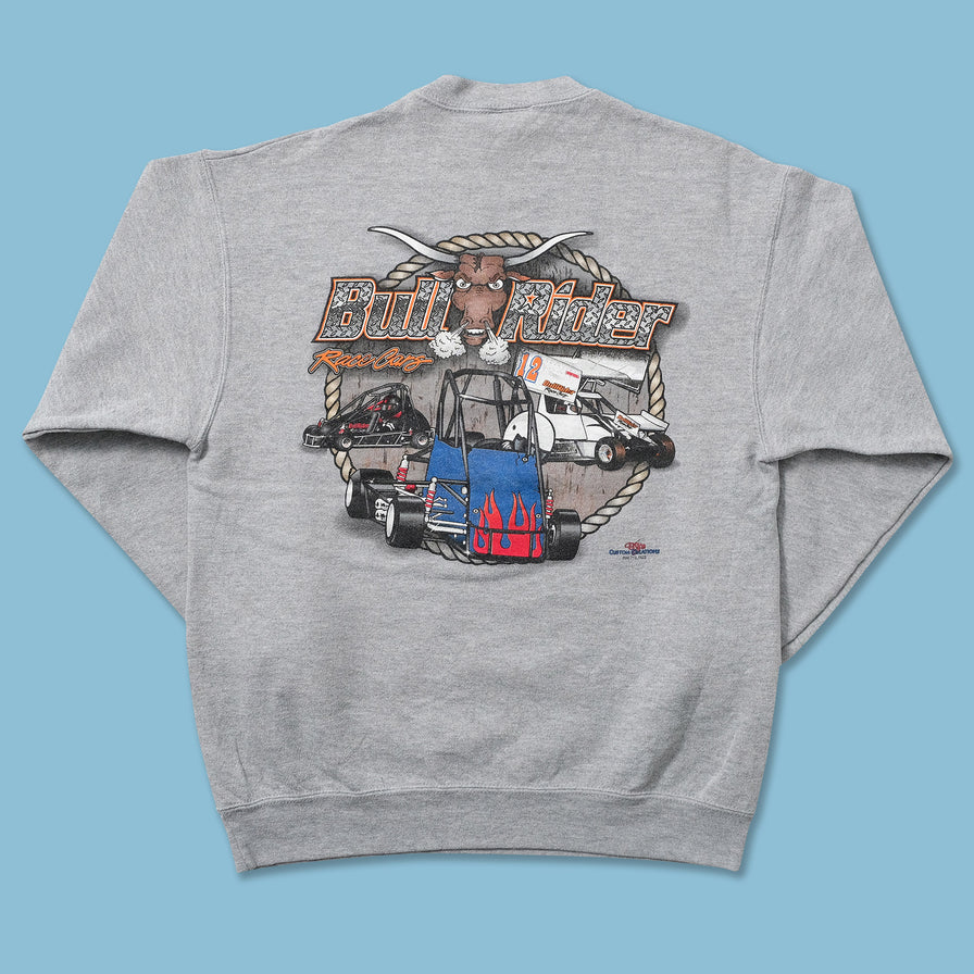 Vintage Bull Rider Race Cars Sweater Small 
