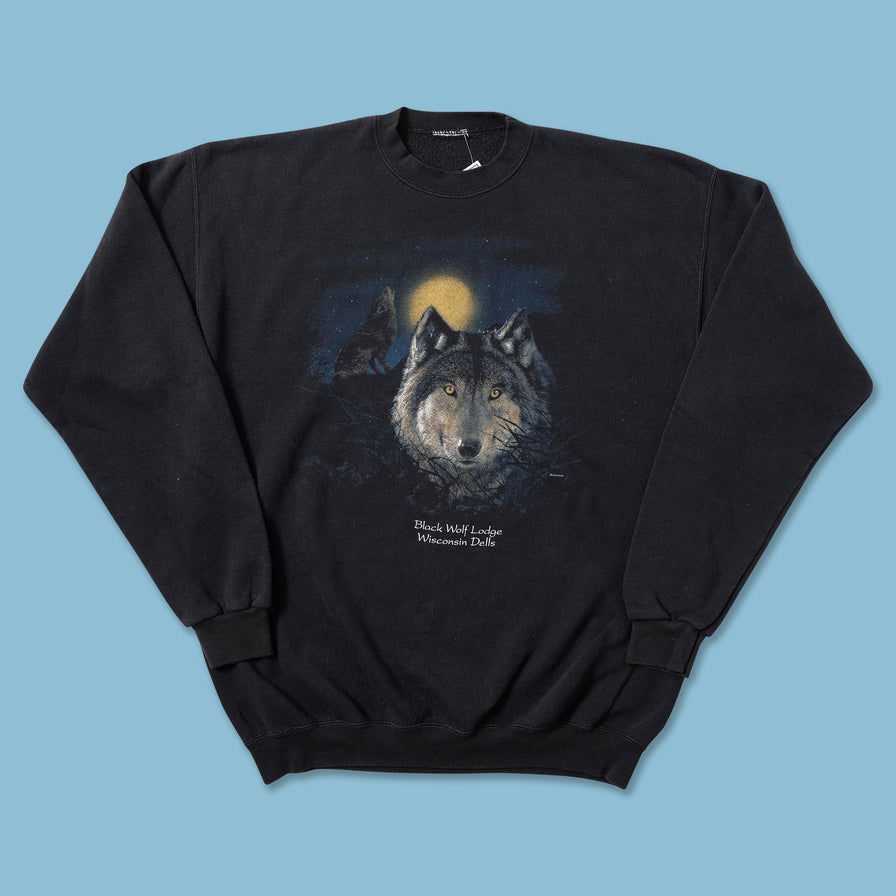 Vintage Black Wolf Sweater XLarge - Double Double Vintage