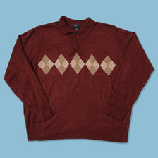 Argyle Collared Knit Sweater XLarge 
