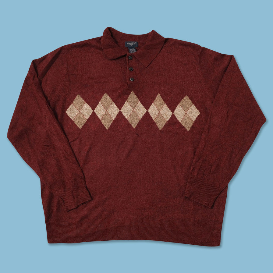 Argyle Collared Knit Sweater XLarge 