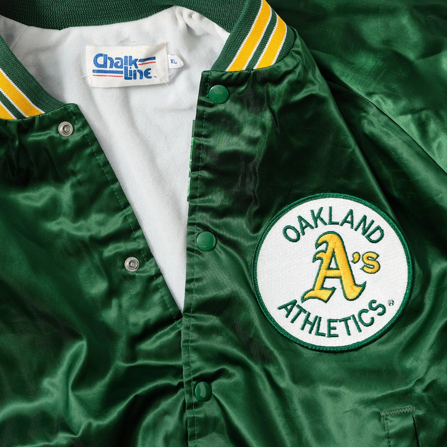 Vintage Chalkline Oakland Athletics Satin Bomber Jacket Large 