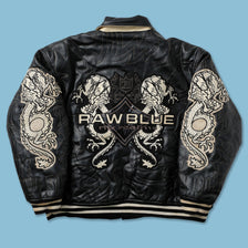 Y2K Raw Blue Leather Jacket 3XL 