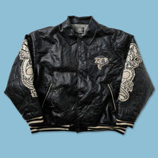 Y2K Raw Blue Leather Jacket 3XL 