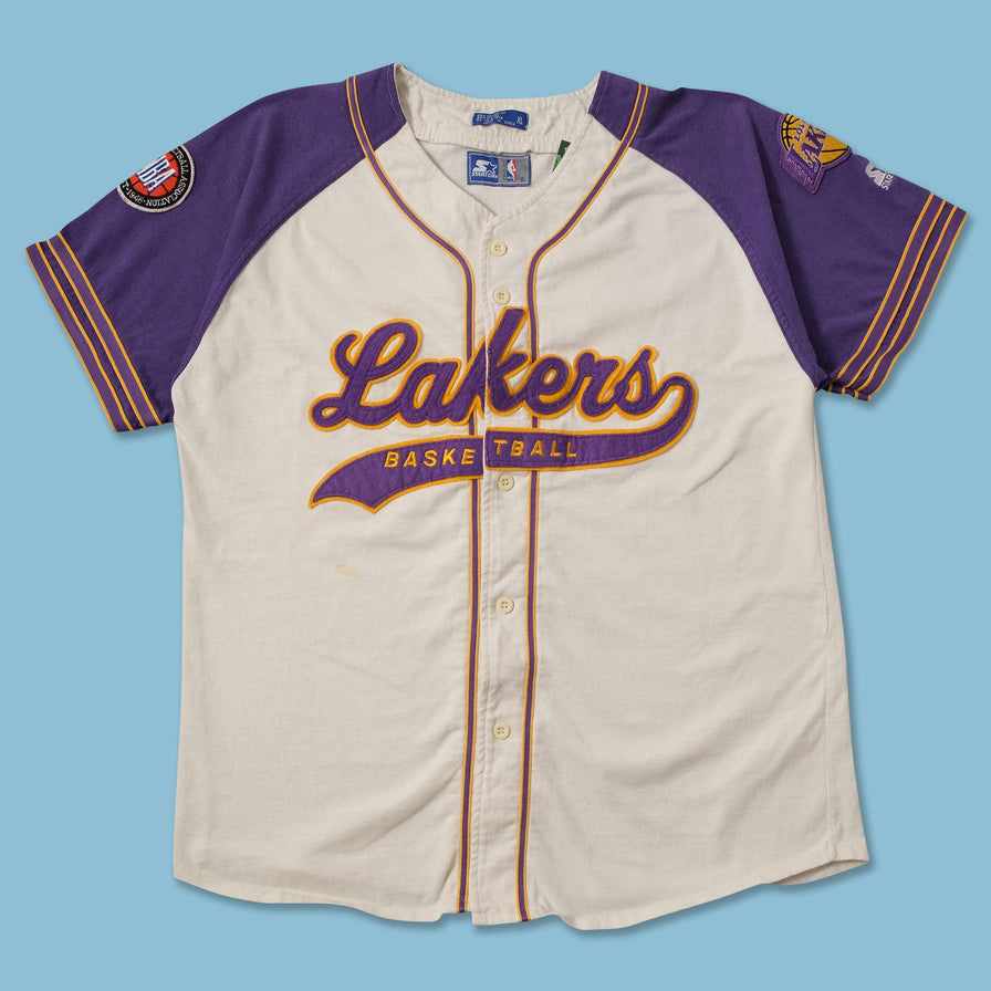 Vintage Starter Los Angeles Lakers Baseball Jersey XLarge 