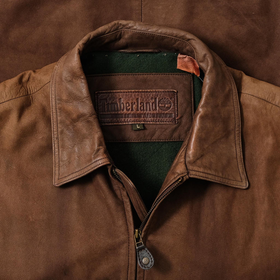 Vintage Timberland Leather Coat Large 