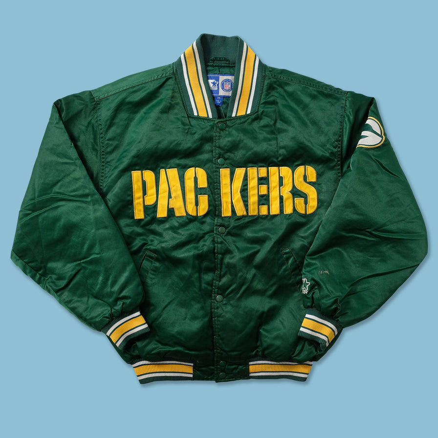 Vintage Starter Greenbay Packers Satin Bomber Jacket Medium 