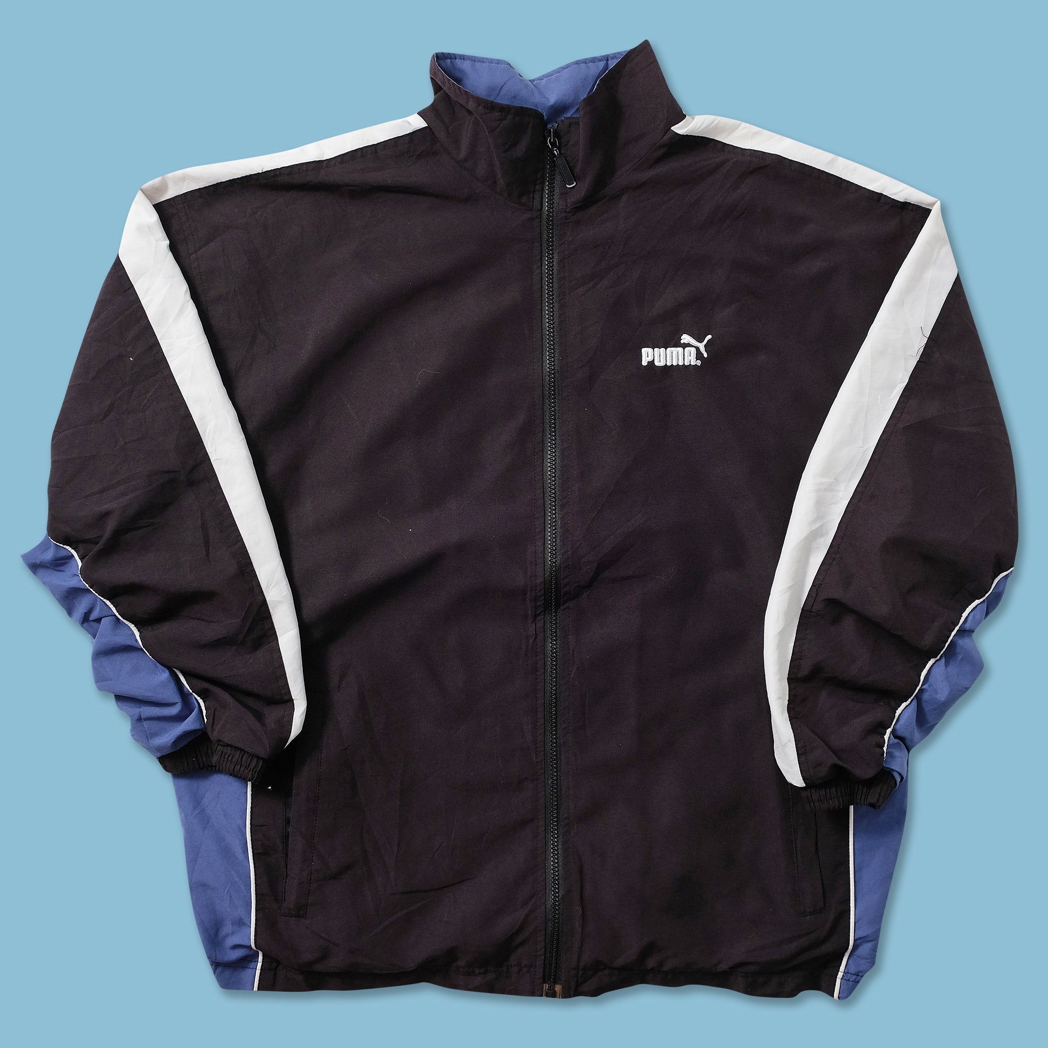 【70〜80s】vintage PUMA track jacket 西ドイツ製 Puma Vintage 70s 80s Blue Red Stripe Zip Track Jacket