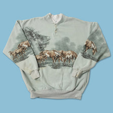Vintage Women's Horses Sweater Small 