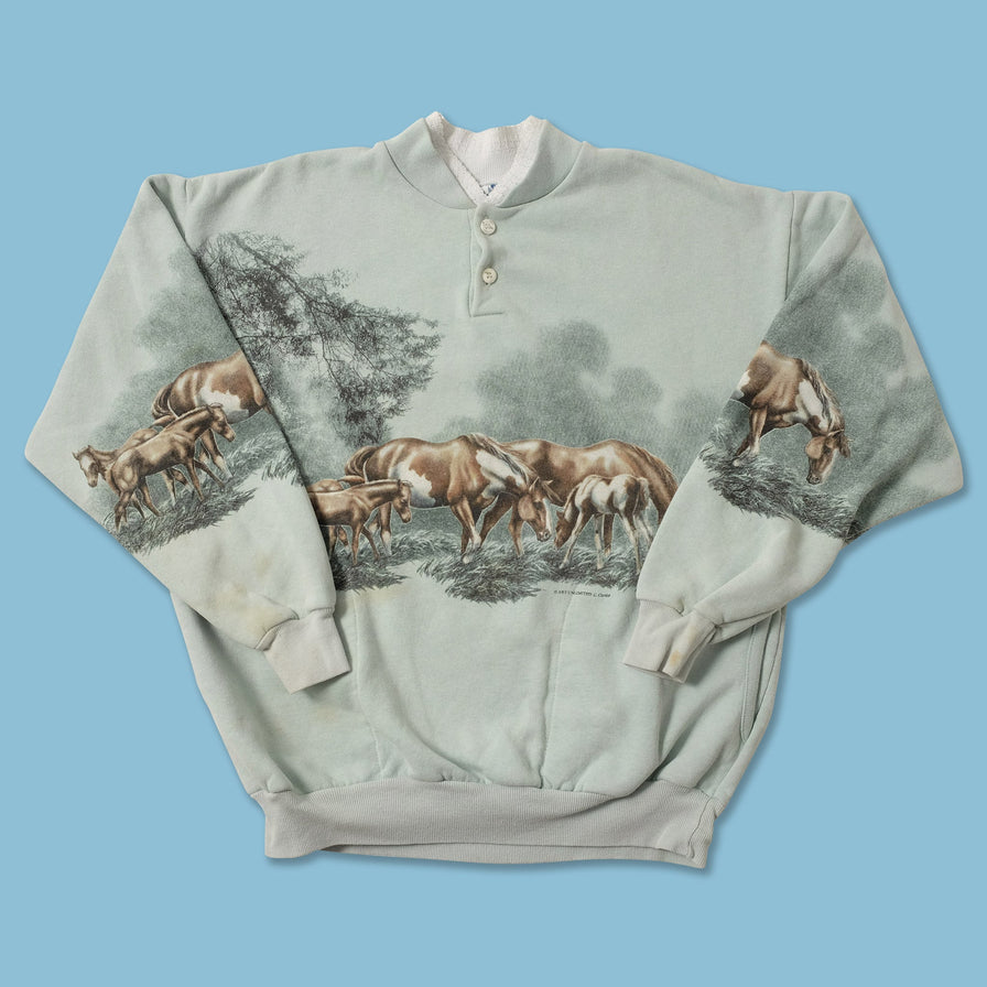 Vintage Women's Horses Sweater Small 