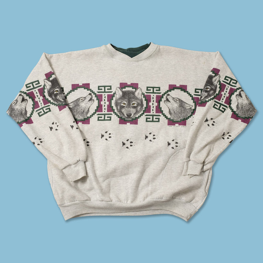 Vintage Wolves Sweater Large 