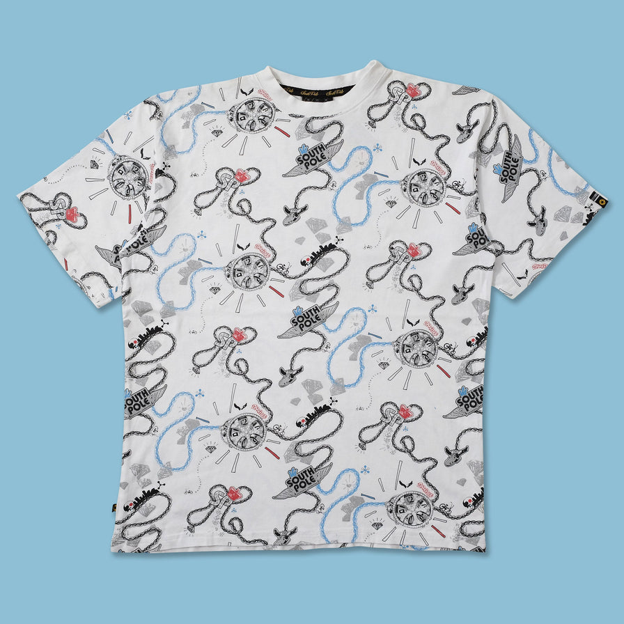 Y2K Southpole All Over Print T-Shirt Large 