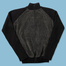 Y2K Cord Knit Track Jacket Medium - Double Double Vintage