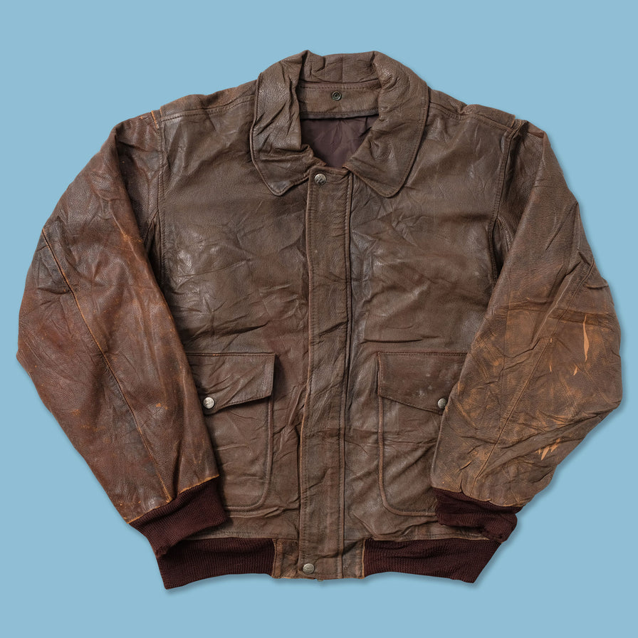 Vintage Leather Flight Jacket Medium - Double Double Vintage