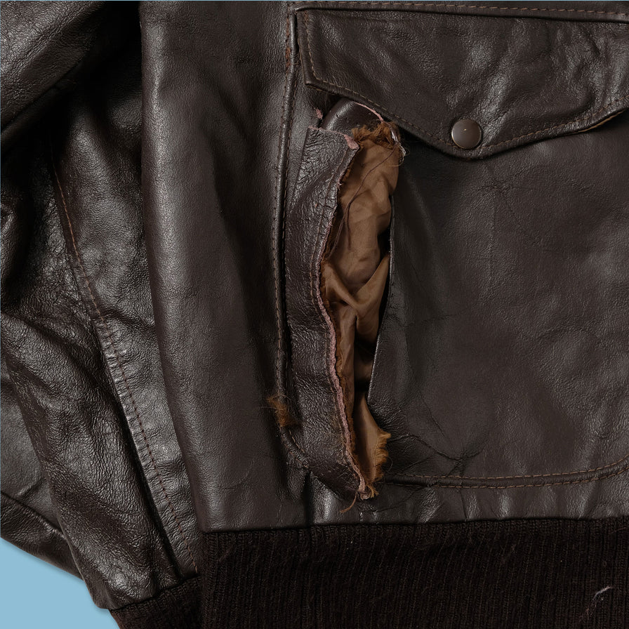 Vintage Leather Flight Jacket Large - Double Double Vintage