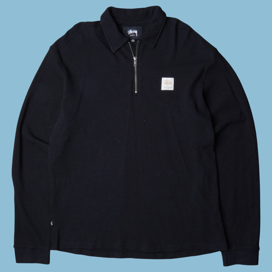 Vintage Stüssy Waffle Half Zip Longsleeve - XL
