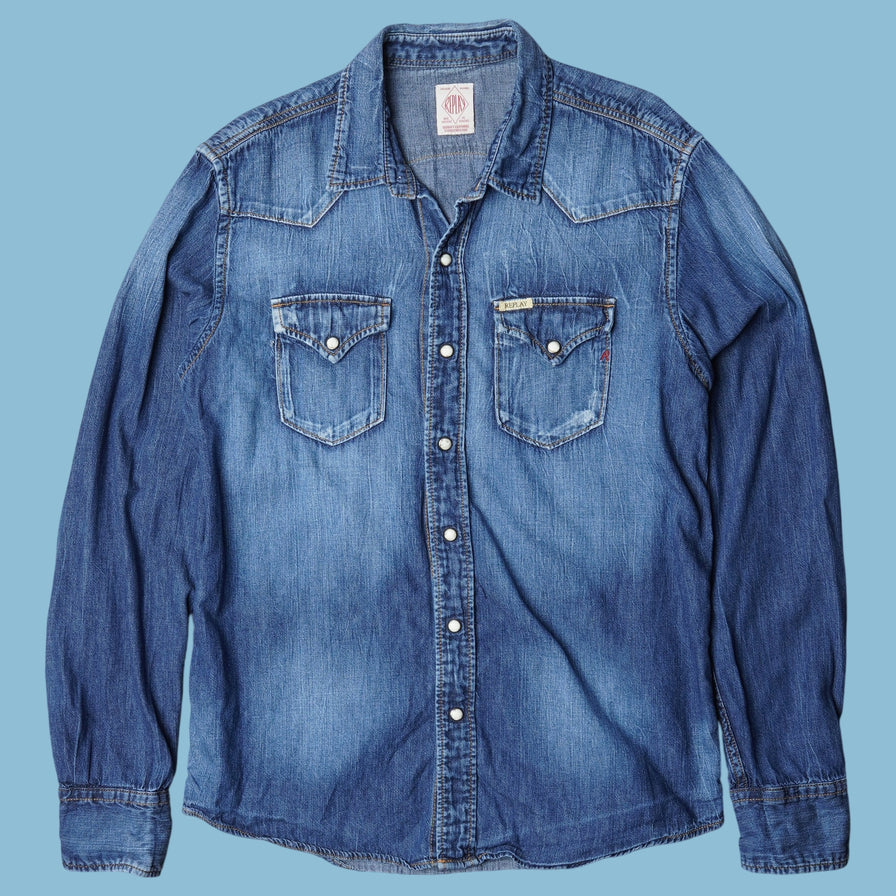 Vintage Replay Western Jeansbluse - L