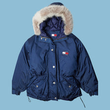 Vintage Tommy Hilfiger 90s Parka Jacket with Fur Hood - S