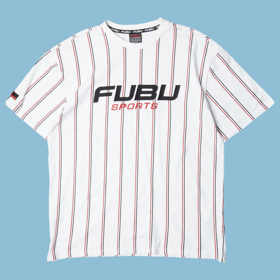 Vintage FUBU Sports Striped T-Shirt - M