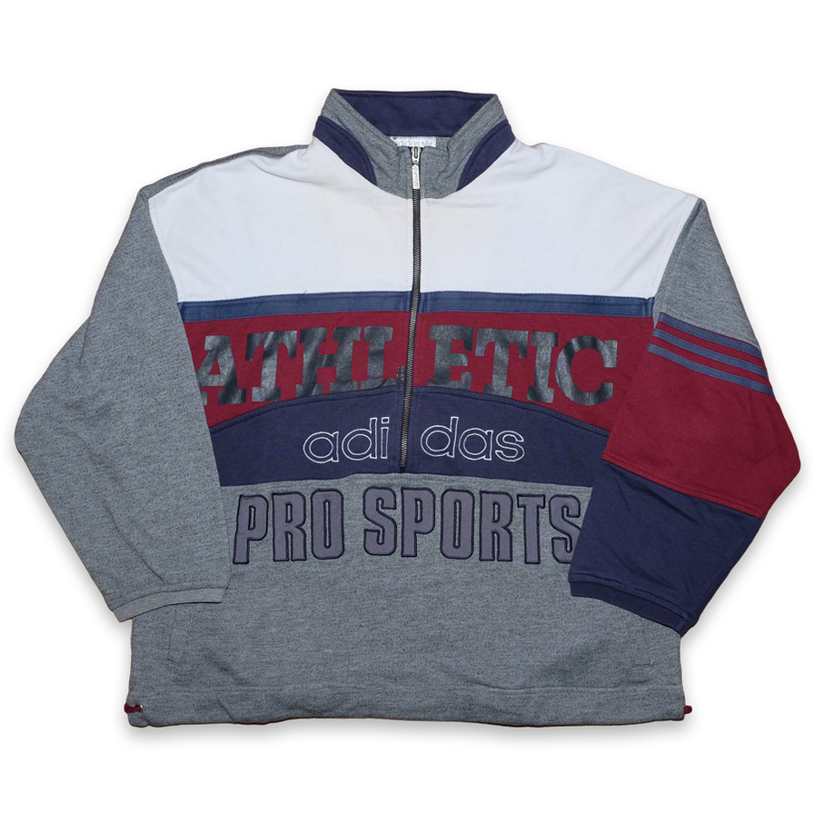 Vintage adidas Pro Sports Half Zip Sweater Medium - Double Double Vintage