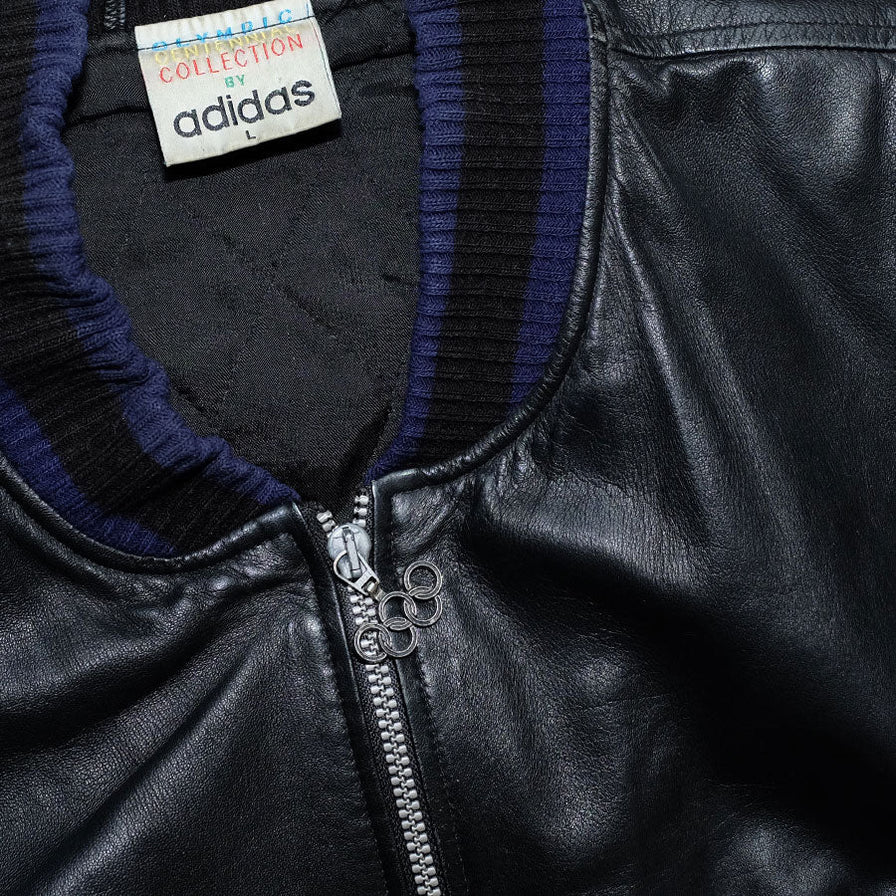 Vintage adidas Olympic Games 1960 Leather Jacket Large - Double Double Vintage