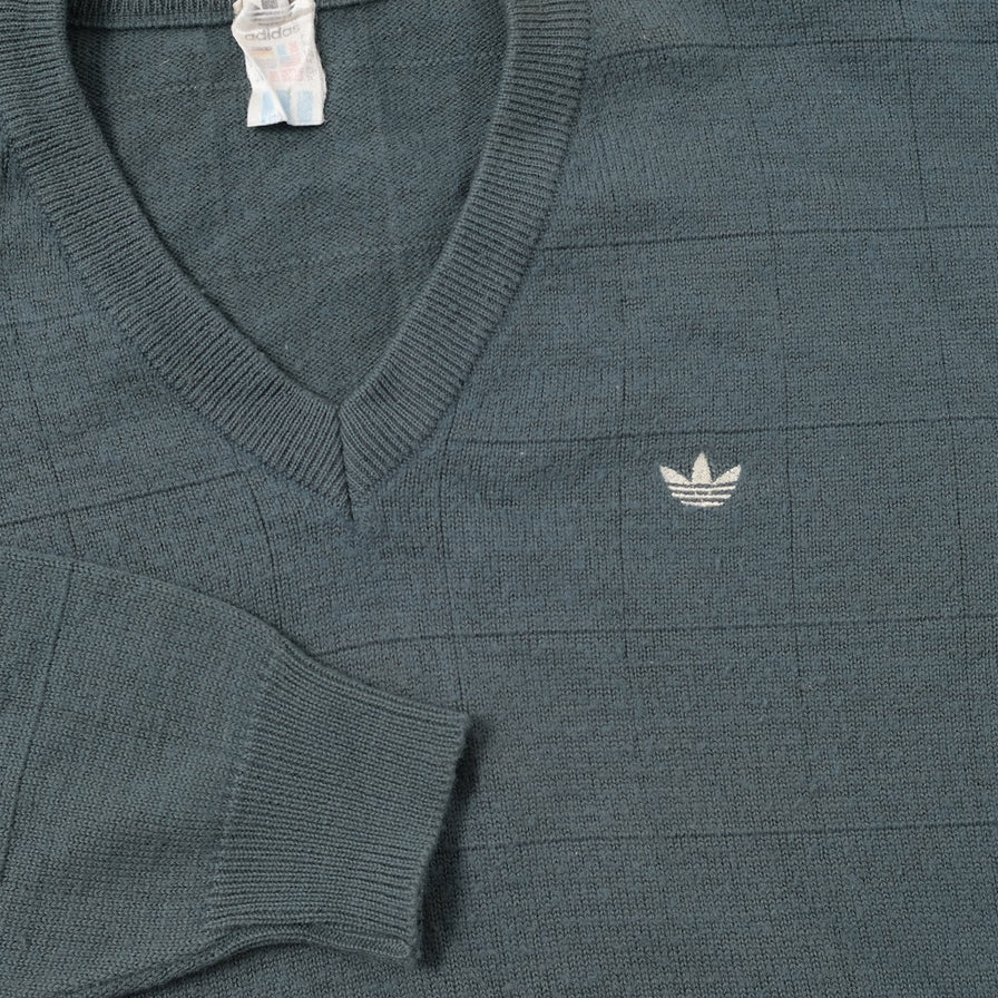 Vintage Adidas V-Neck Knit Sweater Medium
