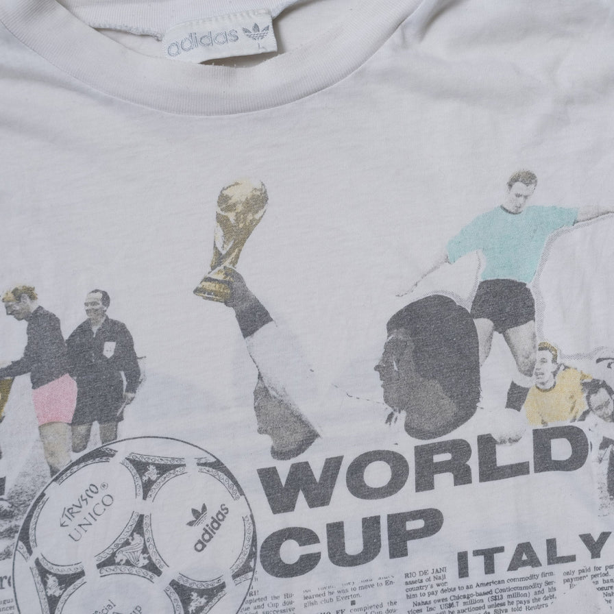 Vintage 1990 adidas World Cup Italy T-Shirt Large