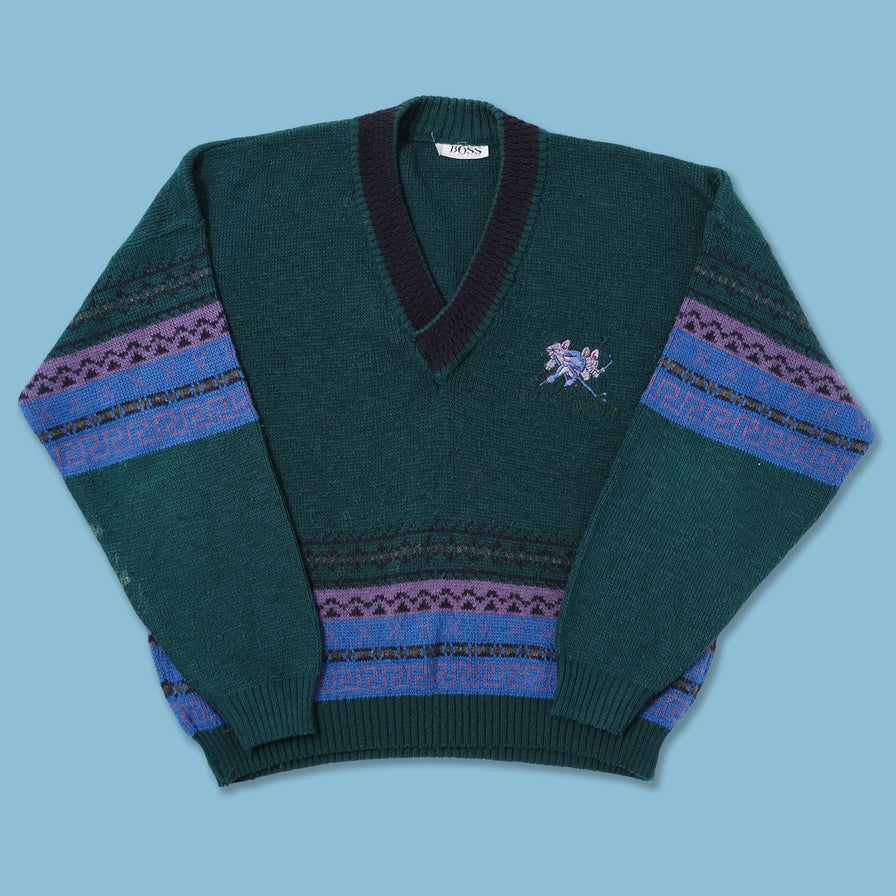 Vintage Hugo Boss V-Neck Knit Sweater Medium / Large