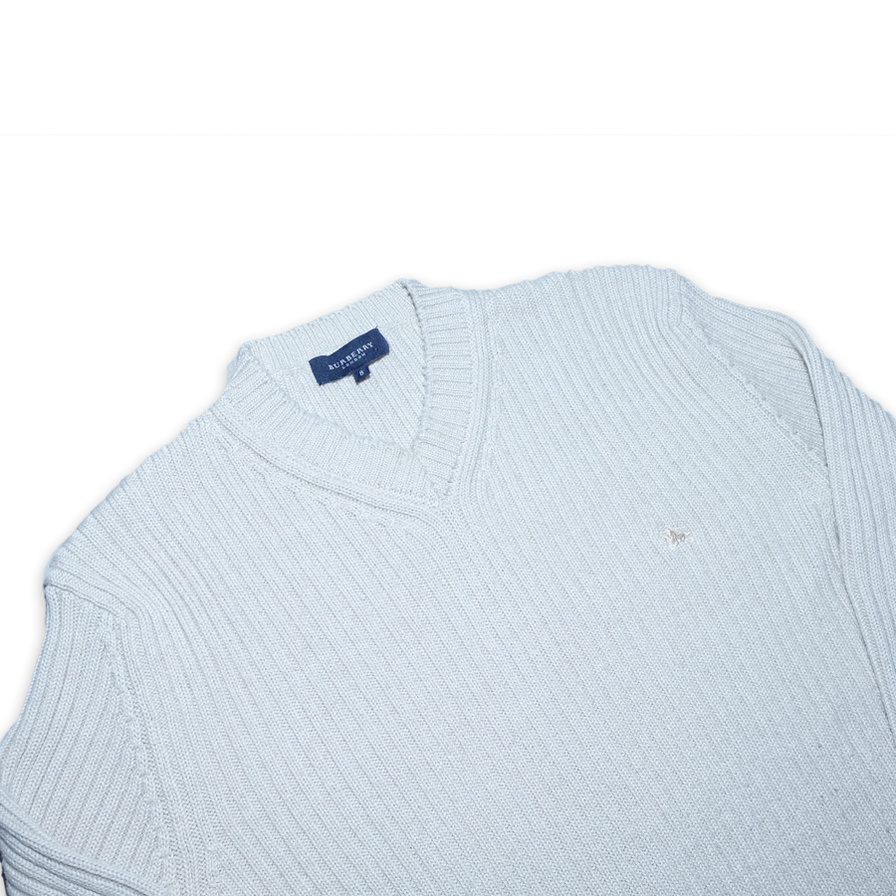 Burberry V-Neck Knit Sweatshirt Large - Double Double Vintage