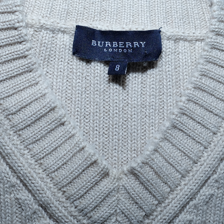 Burberry V-Neck Knit Sweatshirt Large - Double Double Vintage