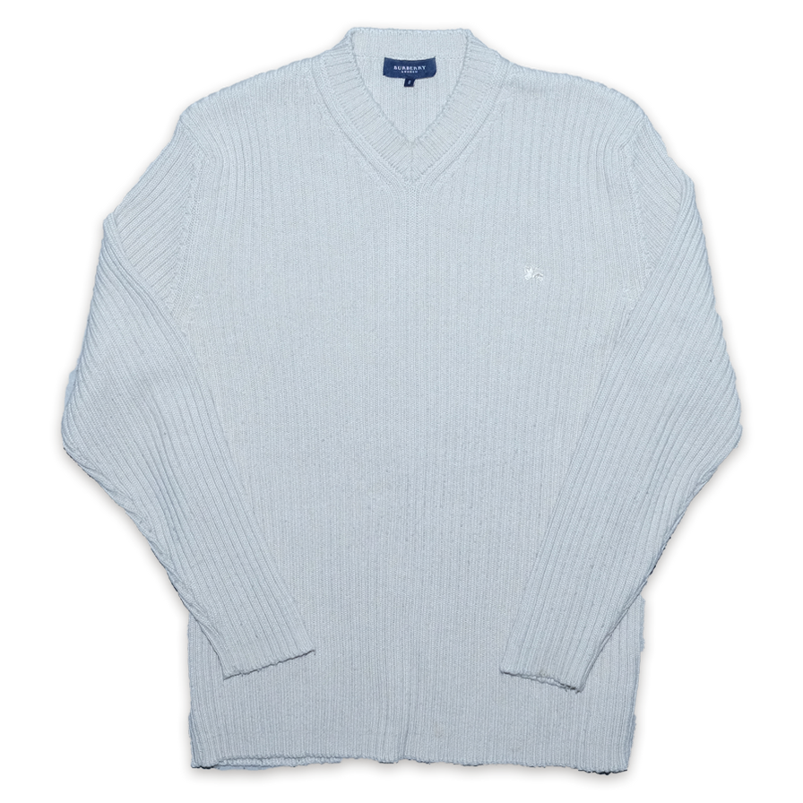 Burberry V-Neck Knit Sweatshirt Large - Double Double Vintage