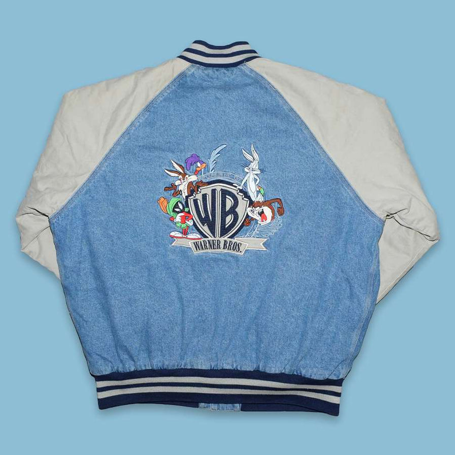 Vintage Looney Tunes Denim Varsity Jacket Large